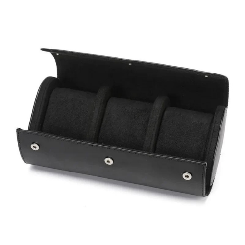 Poedagar® 3-Slot Case - Black Leather